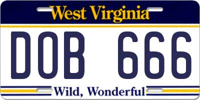 WV license plate DOB666