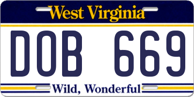 WV license plate DOB669
