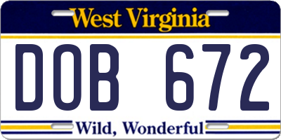 WV license plate DOB672