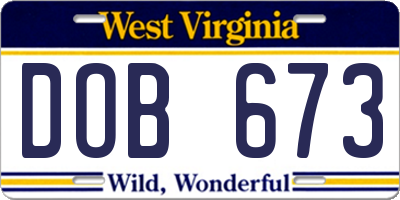 WV license plate DOB673