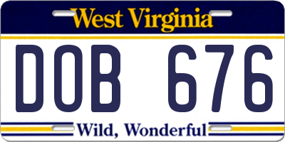 WV license plate DOB676