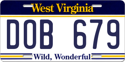 WV license plate DOB679