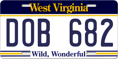 WV license plate DOB682