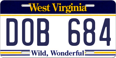 WV license plate DOB684