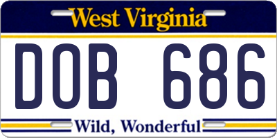WV license plate DOB686