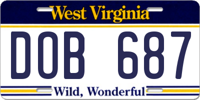 WV license plate DOB687
