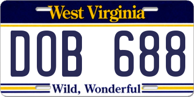 WV license plate DOB688