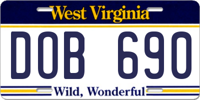 WV license plate DOB690