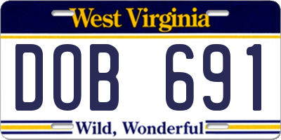WV license plate DOB691