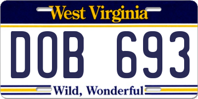 WV license plate DOB693