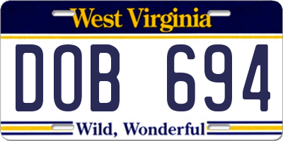 WV license plate DOB694