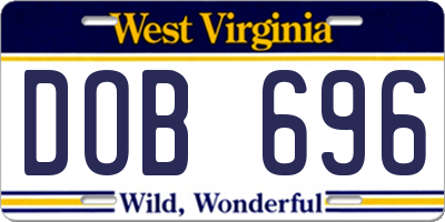 WV license plate DOB696