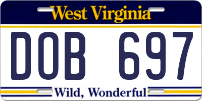 WV license plate DOB697