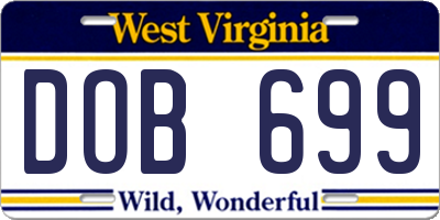 WV license plate DOB699