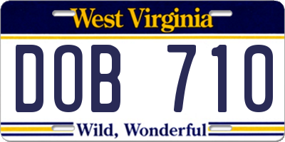 WV license plate DOB710
