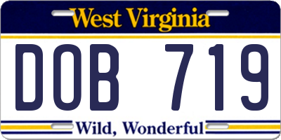 WV license plate DOB719