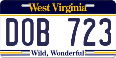 WV license plate DOB723