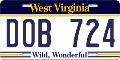WV license plate DOB724