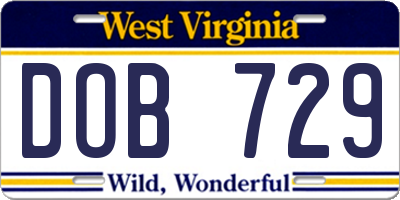 WV license plate DOB729