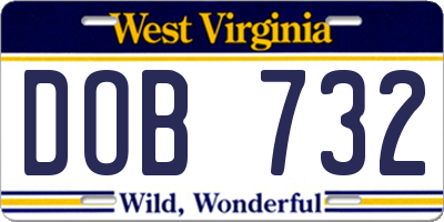 WV license plate DOB732