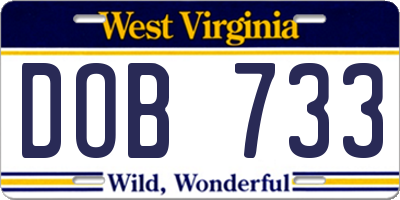 WV license plate DOB733