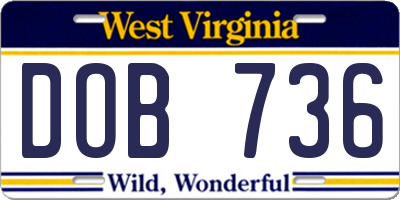 WV license plate DOB736