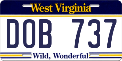 WV license plate DOB737