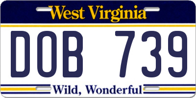 WV license plate DOB739