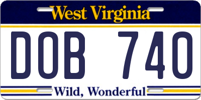 WV license plate DOB740