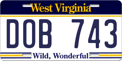 WV license plate DOB743