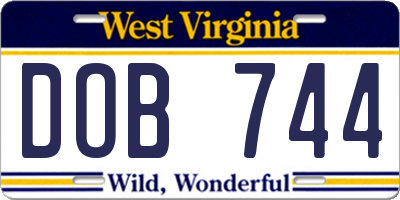 WV license plate DOB744