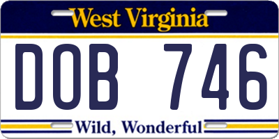 WV license plate DOB746