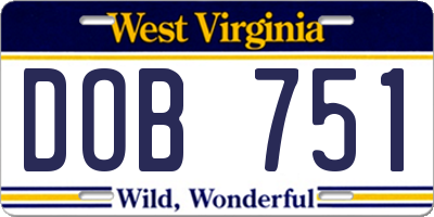WV license plate DOB751