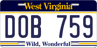 WV license plate DOB759