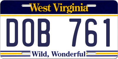 WV license plate DOB761