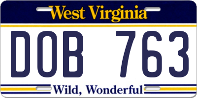 WV license plate DOB763