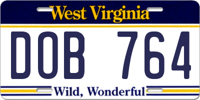 WV license plate DOB764