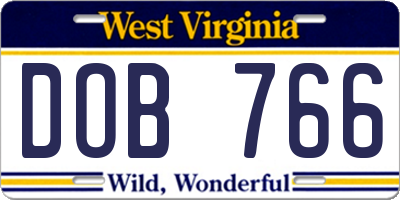 WV license plate DOB766