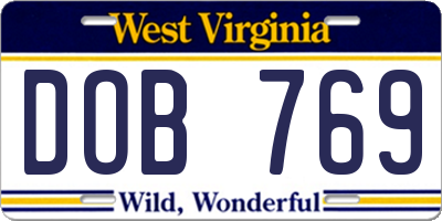 WV license plate DOB769