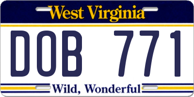 WV license plate DOB771