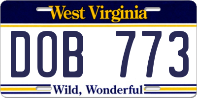 WV license plate DOB773