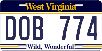 WV license plate DOB774