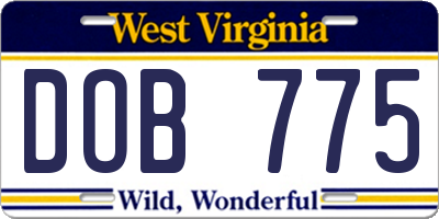 WV license plate DOB775