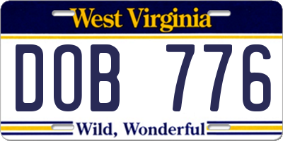 WV license plate DOB776
