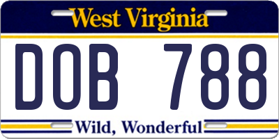 WV license plate DOB788