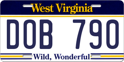 WV license plate DOB790