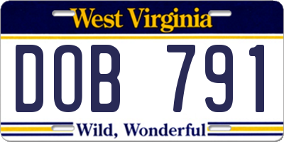 WV license plate DOB791