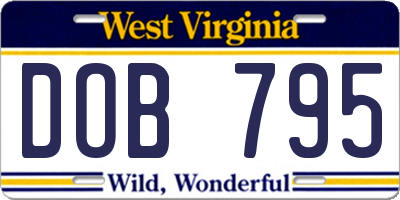 WV license plate DOB795