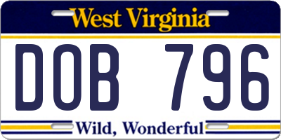 WV license plate DOB796
