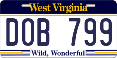 WV license plate DOB799